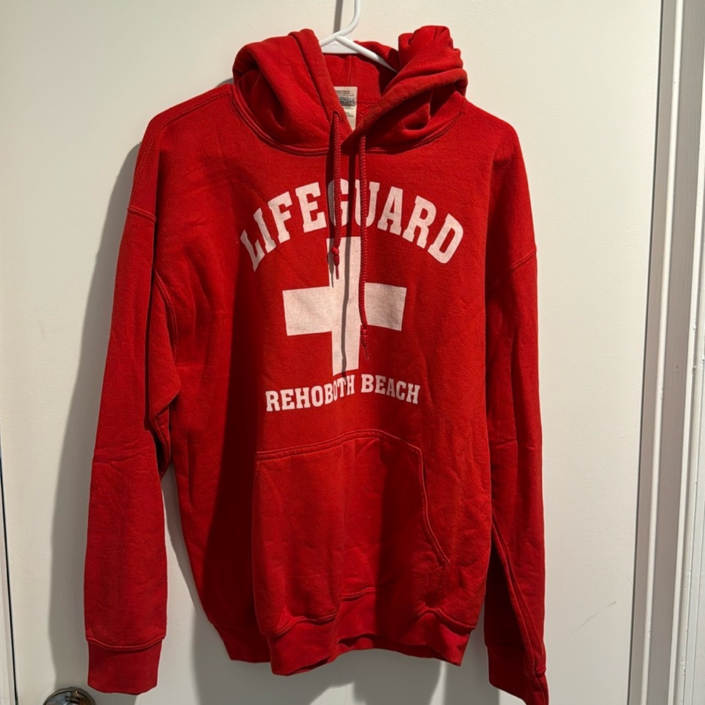 Lifeguard Graphic Sweatshirt Hoodie in Red